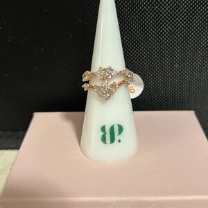 Bomb Party BP Delightful Grace Diamond CZ Rose Gold Size 6 NWT double band